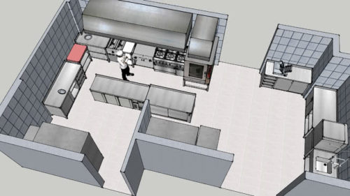 proyectos en 3d - diseños 3d de espacios de trabajo - diseño cocinas profesionales