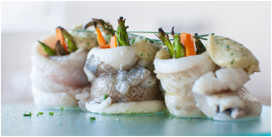 ROLLITOS DE LENGUADO CON VERDURAS