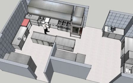 proyectos en 3d - diseños 3d de espacios de trabajo - diseño cocinas profesionales
